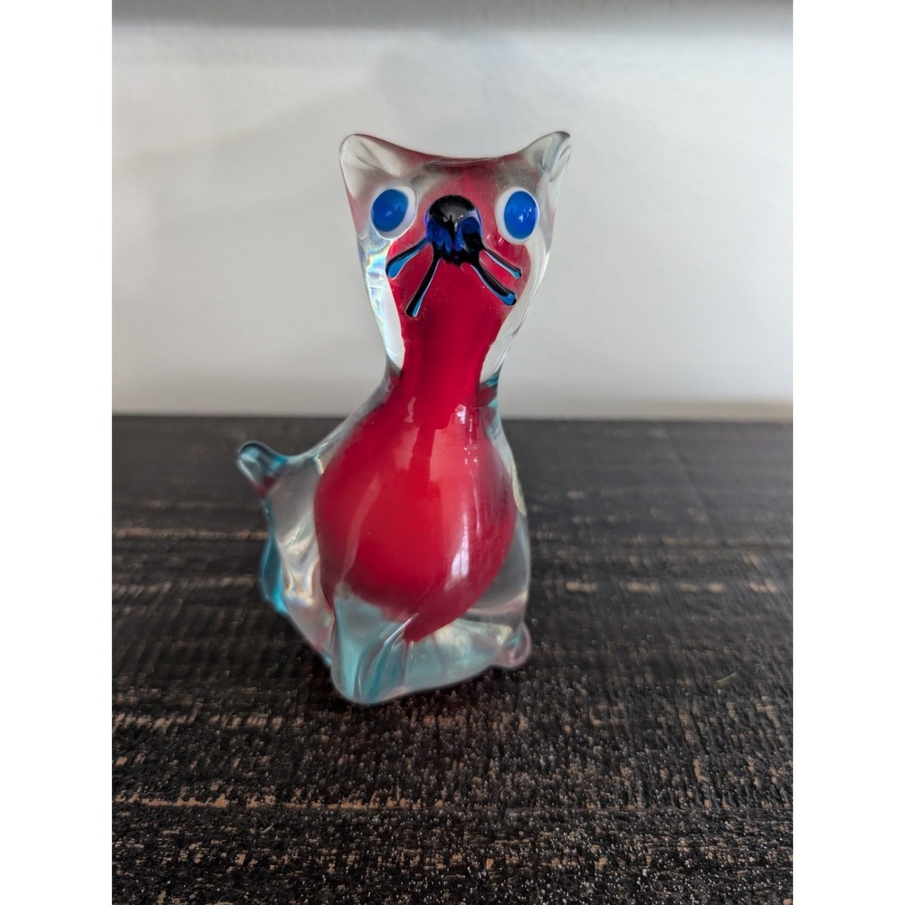 Vintage J.I.Co Murano Art Glass Cat Retro Hand Made Venetian Cat Mint RARE
